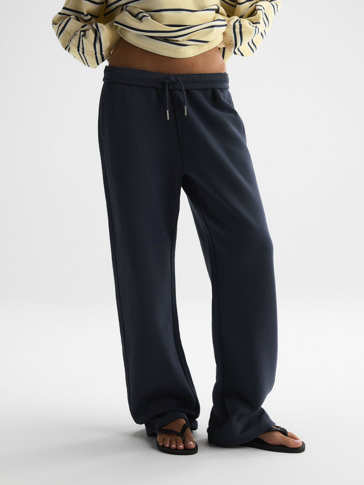 Branded Straight Leg Sweatpants - Midnight Blue
