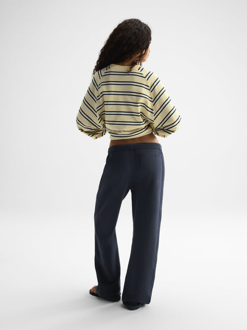 Branded Straight Leg Sweatpants - Midnight Blue