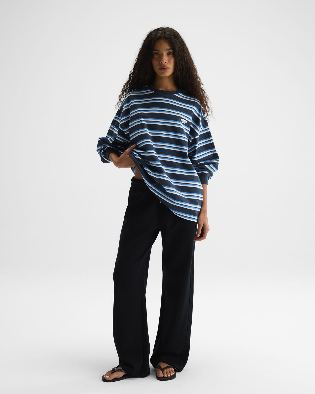 Branded Straight Leg Sweatpants - Black