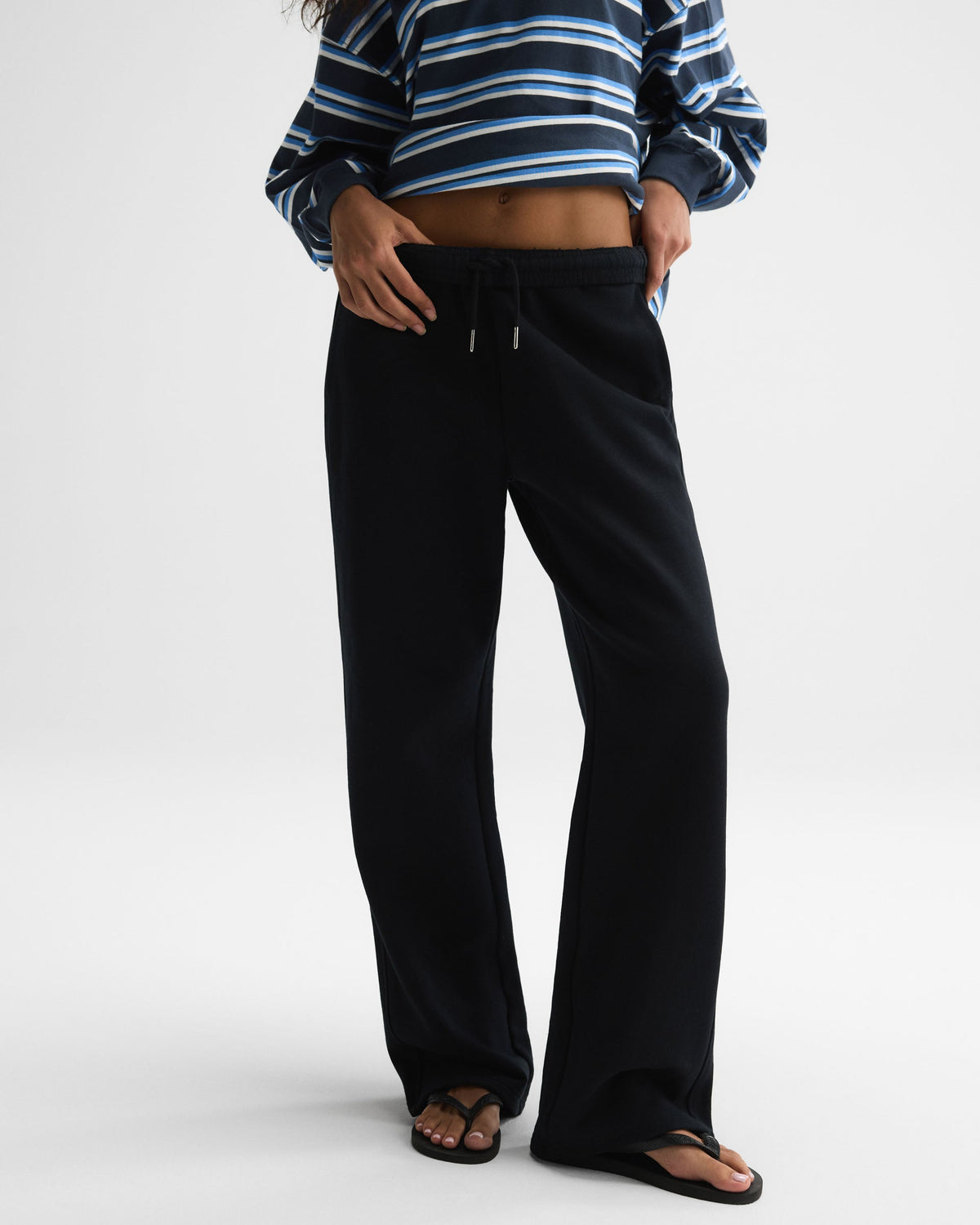 Branded Straight Leg Sweatpants - Black
