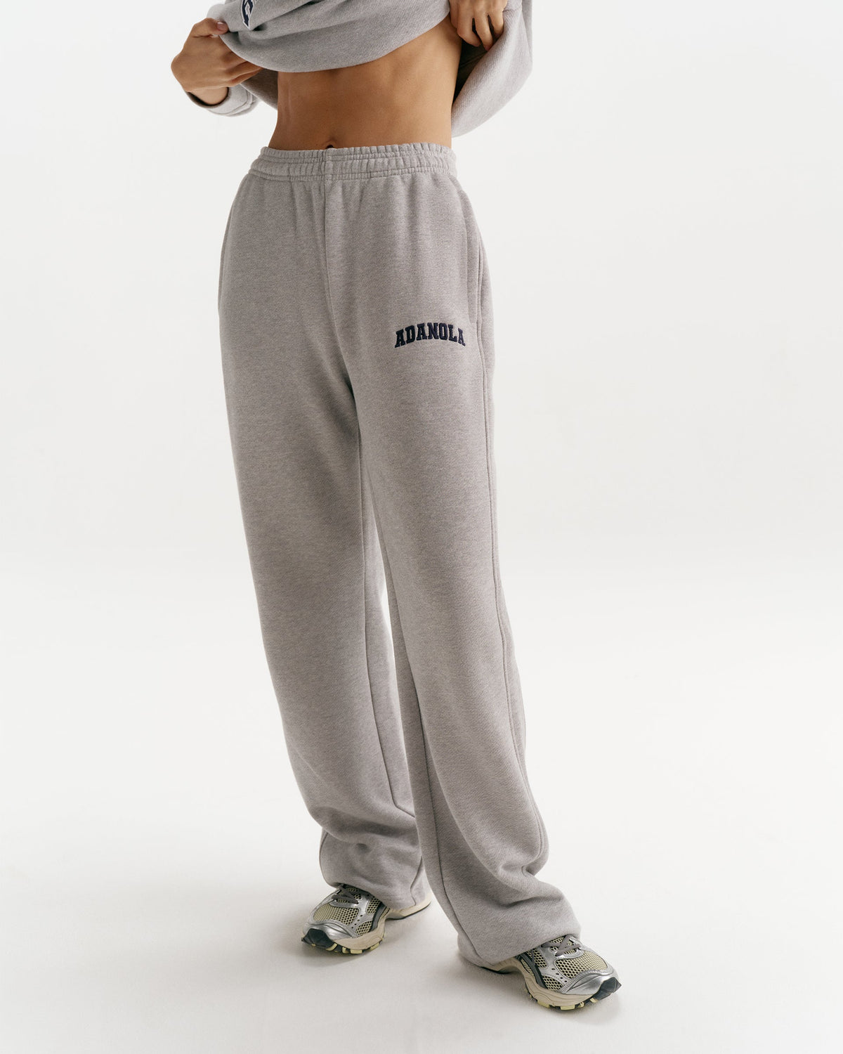 Classic Varsity Straight Leg Sweatpants - Heather Grey/Navy Blue
