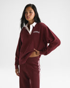 Varsity Oversized Rugby Top - Damson Red