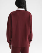 Varsity Oversized Rugby Top - Damson Red